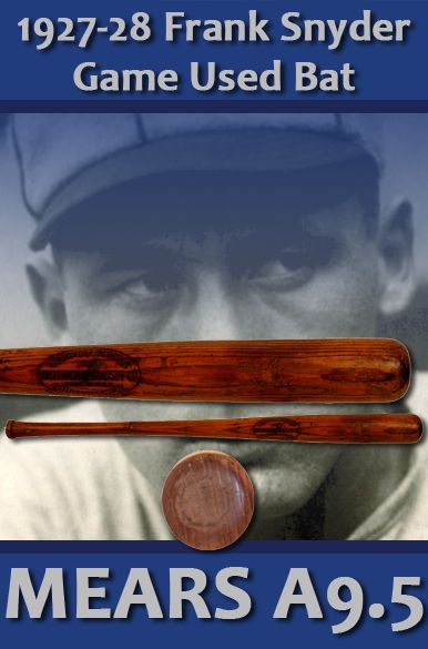1927-28 Frank Snyder H&B Louisville Slugger Professional Model Side Written Game Used Bat (MEARS A9.5)