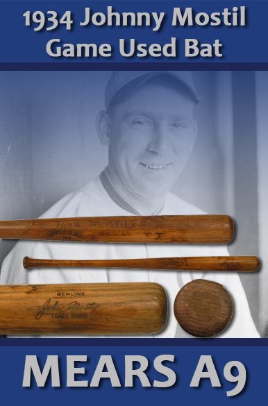 1934 Johnny Mostil H&B Louisville Slugger Professional Model Side Written Game Used Bat (MEARS A9)