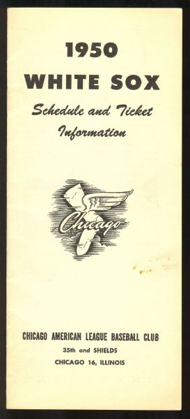 1950 Chicago White Sox Schedule And Ticket Information Booklet