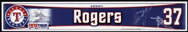 2005 Kenny Rogers Texas Rangers Locker Room Nameplate 