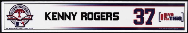 2004 Kenny Rogers Texas Rangers Opening Day Locker Room Nameplate