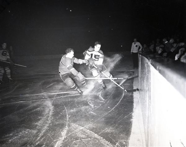 1945 Montreal Canadiens Chicago Black Hawks "Chicago Sun-Times" Original 4" x 5" B & W Negatives (Chicago Sun-Times Archives/MEARS Auction LOA) - Lot of 2