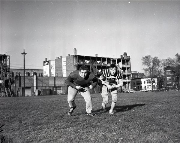 1955 University of Chicago Intramural Football "Chicago Sun-Times" Original 4" x 5" B & W Negatives (Chicago Sun-Times Archives/MEARS Auction LOA) - Lot of 2