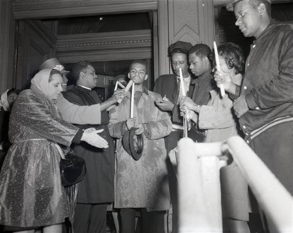 1963 JFK Assassination Candlelight Vigil "Chicago Sun-Times" Original 4" x 5" B & W Negatives (Chicago Sun-Times Archives/MEARS Auction LOA) - Lot of 4