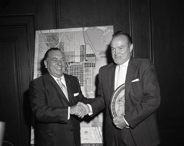 1958 Bob Hope Mayor Richard Daley "Chicago Sun-Times" Original 4" x 5" B & W Negatives (Chicago Sun-Times Archives/MEARS Photo LOA) - Lot of 4