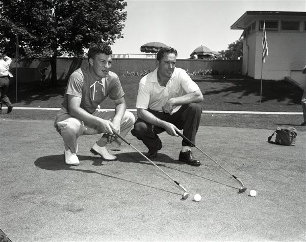 1953 Golfers Frank Stranahan Peter Thompson "Chicago Sun-Times" Original 4" x 5" B & W Negative (Chicago Sun-Times Archives/MEARS Photo LOA)