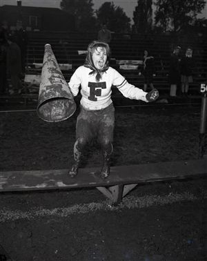1942 Christian Fenger High Cheerleader "Chicago Sun-Times" Original 4" x 5" B & W Negative (Chicago Sun-Times Archives/MEARS Photo LOA)