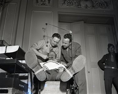 1942 Soldier Visits The Dentist "Chicago Sun-Times" Original 4" x 5" B & W Negative (Chicago Sun-Times Archives/MEARS Photo LOA)