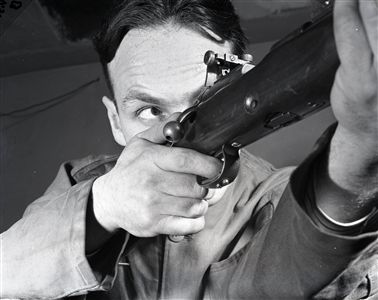 1942 Rifleman Eyes Target "Chicago Sun-Times" Original 4" x 5" B & W Negative (Chicago Sun-Times Archives/MEARS Photo LOA)