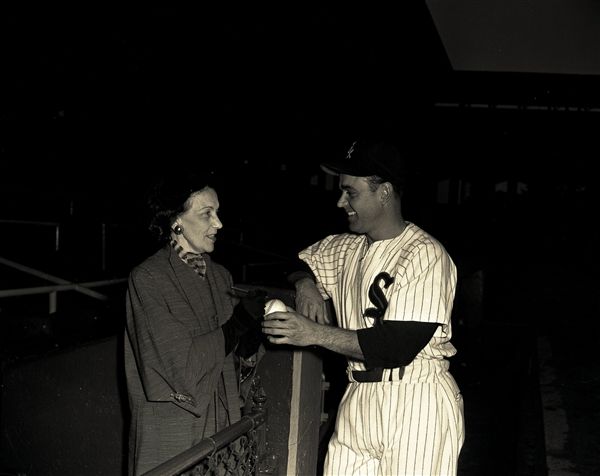 1952 Mrs. Grover Cleveland Alexander Al Zarilla Chicago White Sox "Chicago Sun-Times" Original 4" x 5" B & W Negative (Chicago Sun-Times Archives/MEARS Photo LOA)