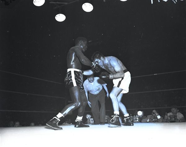 1951 Ezzard Charles Joe Maxim Title Fight "Chicago Sun-Times" Original 4" x 5" B & W Negatives (Chicago Sun-Times Archives/MEARS Photo LOA) - Lot of 2