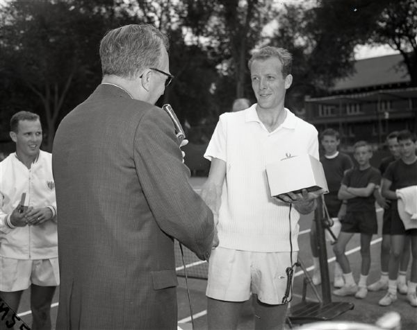 1962 Fred Stolle Chuck McKinley Davis Cup Finals "The Chicago Sun-Times" Original 4" x 5" B & W Negative (Chicago Sun-Times Hologram/MEARS Photo LOA)