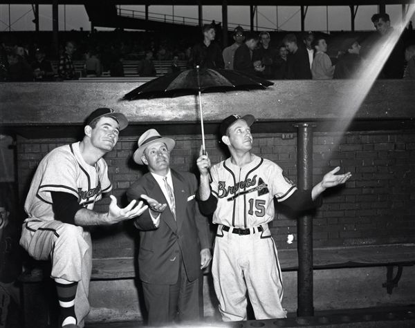 1953 Joe Adcock Don Liddle Milwaukee Braves "Chicago Sun-Times" Original 4" x 5" B & W Negative (Chicago Sun-Times Archives/MEARS Photo LOA)