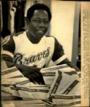1974 Hank Aaron and Telegrams Atlanta Braves "The Sporting News Collection Archives" Original 8" x 9.5" Photo (Sporting News Collection Hologram/MEARS Photo LOA)