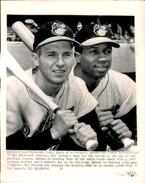 1966 Frank Robinson and Brooks Robinson Baltimore Orioles "The Sporting News Collection Archives" Original 7" x 9" Photo (Sporting News Collection Hologram/MEARS Photo LOA)