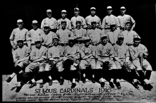 1916 St. Louis Cardinals Team Photo "The Sporting News" Original 2.75" x 4.25" Black And White Negative (The Sporting News Collection/MEARS Auction LOA)