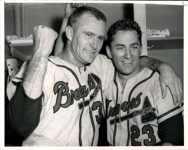 1953 Lew Burdette and John Logan Milwaukee Braves "The Sporting News Collection Archives" Original 7" x 9" Photo (Sporting News Collection Hologram/MEARS Photo LOA)