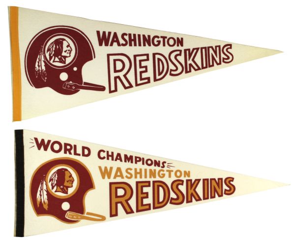 1980s circa Washington Redskins Full Size Pennant - Lot of 2