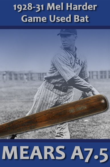 1928-31 Mel Harder Cleveland Indians H&B Louisville Slugger Professional Model Game Used Bat (MEARS A7.5)