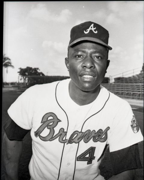 1966-67 Hank Aaron Atlanta Braves "The Sporting News" Original 3" x 3.75" Black And White Negative (The Sporting News Collection/MEARS Auction LOA) 