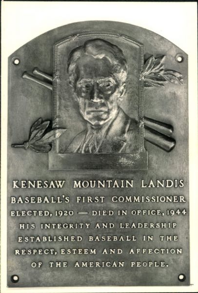1944 Judge Kenesaw Mountain Landis Hall of Fame Plaque "The Sporting News Collection Archives" Original 5" x 7" Photo (Sporting News Collection Hologram/MEARS Photo LOA)