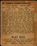 1940 Charley Gehringer Detroit Tigers Play Ball Card #41