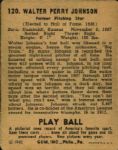 1940 Walter Johnson Washington Senators Play Ball Card #120