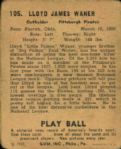 1940 Lloyd Waner Pittsburgh Pirates Play Ball Card #105