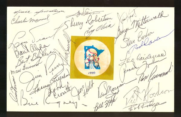 1970 Minnesota Twins Multi-Signed Team Sheet (22 Signatures) Including Killebrew & Carew