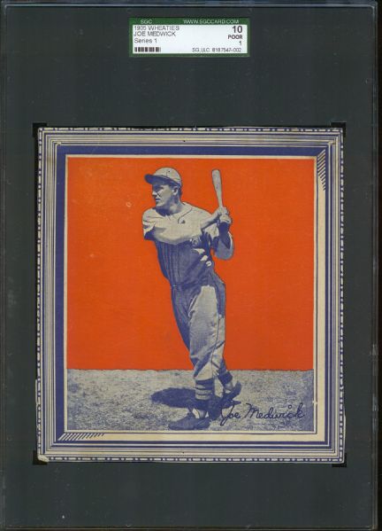 1935 Wheaties Series 1 Cardinals Joe Medwick SGC 1
