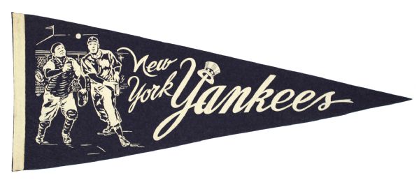 1950s New York Yankees Yogi Berra and Mickey Mantle Pennant