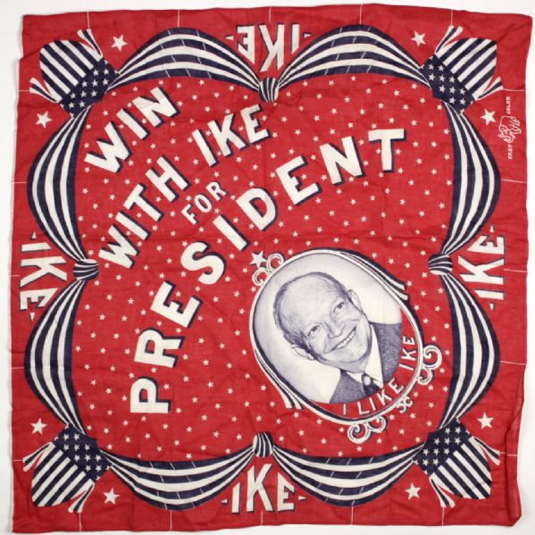 1953-61 Dwight D. Eisenhower 26" x 25" Handkerchief 