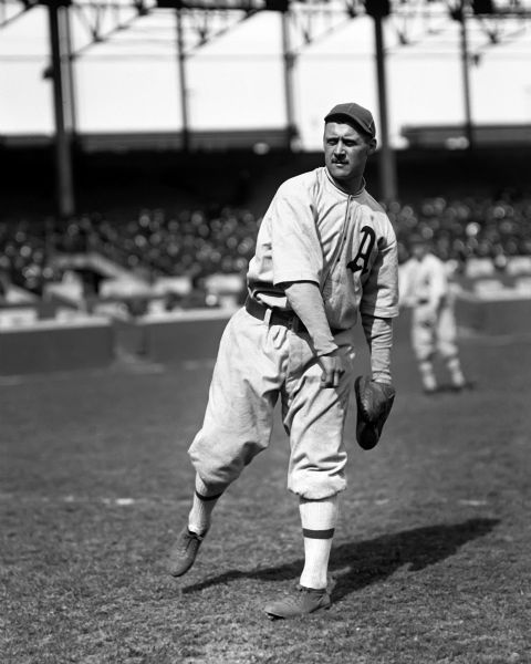 1917 Wally Schang Philadelphia Athletics Charles Conlon Original 11" x 14" Photo Hand Developed from Glass Plate Negative & Published (The Sporting News Hologram/MEARS Photo LOA)