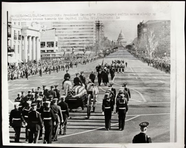 1963 Funeral Procession of John F Kennedy "The Chicago Sun Times Archives" Original 11" x 14" Jumbo Oversized Photo (CST Hologram/MEARS Photo LOA) Unique