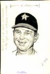 1966 Grady Hatton Houston Astros "The Sporting News" Original Illustration Artwork (Sporting News Collection Hologram/MEARS LOA) Unique, 1:1
