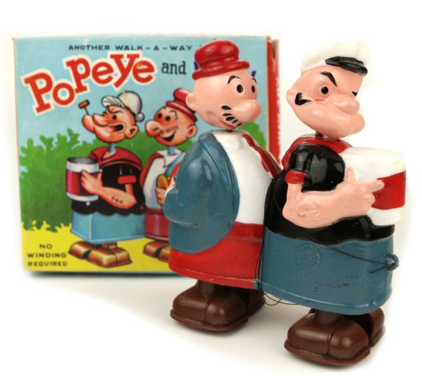 1964 Popeye & Wimpy Walk A Way Toy Marx Toys