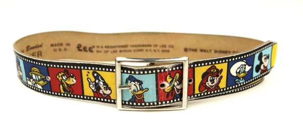 1980s Mickey Mouse and Friends Leather Belt Walt Disney Made in USA