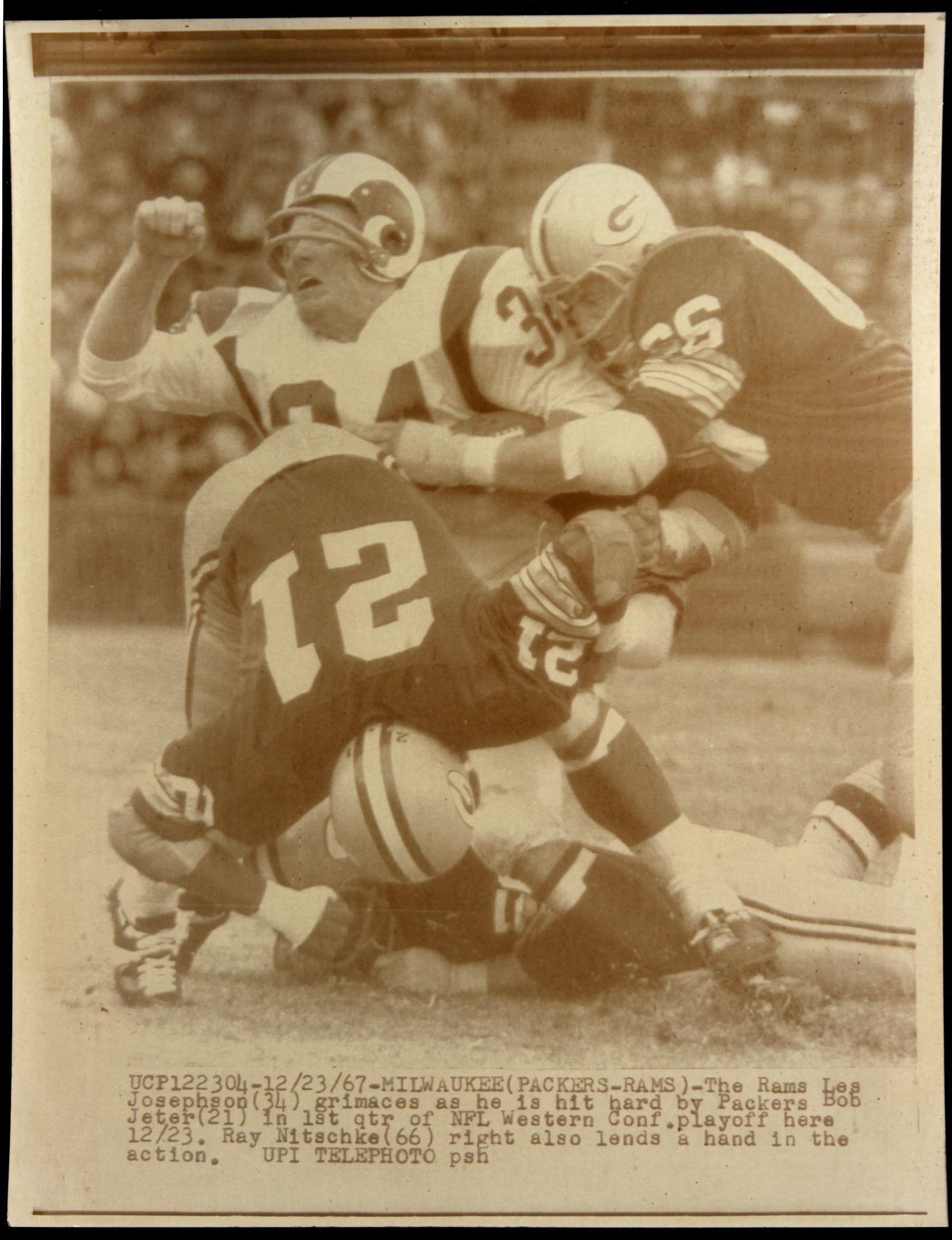 Ray Nitschke 1967 Super Bowl I Packers NFL Original Photo Negative