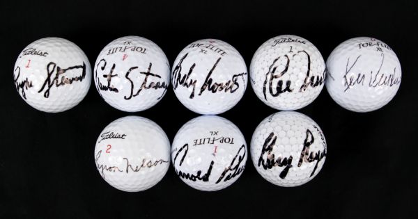 Golfing Greats Signed Golf Ball - Lot of 8 Incl. Payne Stewart Byron Nelson Arnold Palmer Lee Trevino - JSA