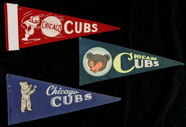 1940s - 50s Chicago Cubs Mini-Pennant - Lot of 3 