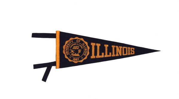 1940s-60s University of Illinois Pennant - Lot of 8 