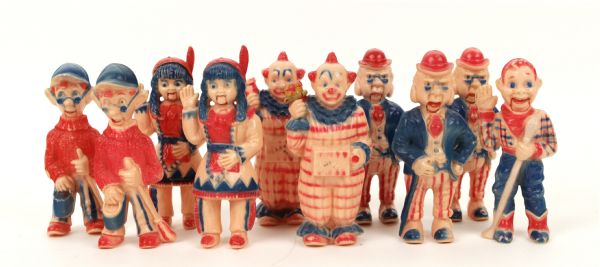 1950s circa Howdy Doody and Friends Movable Mouth Plastic Toys - Lot of 10