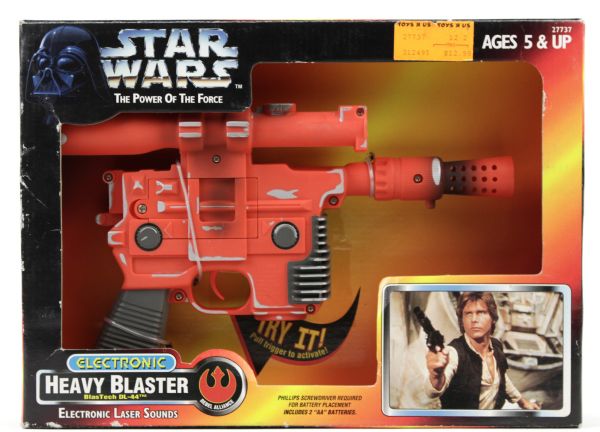 1996 Star Wars Heavy Blaster Shooting Gun With Hans Solo on Front (MIB) 