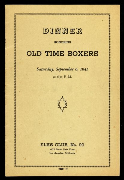 1941 Old Time Boxers Program - With Jack Jeffries 