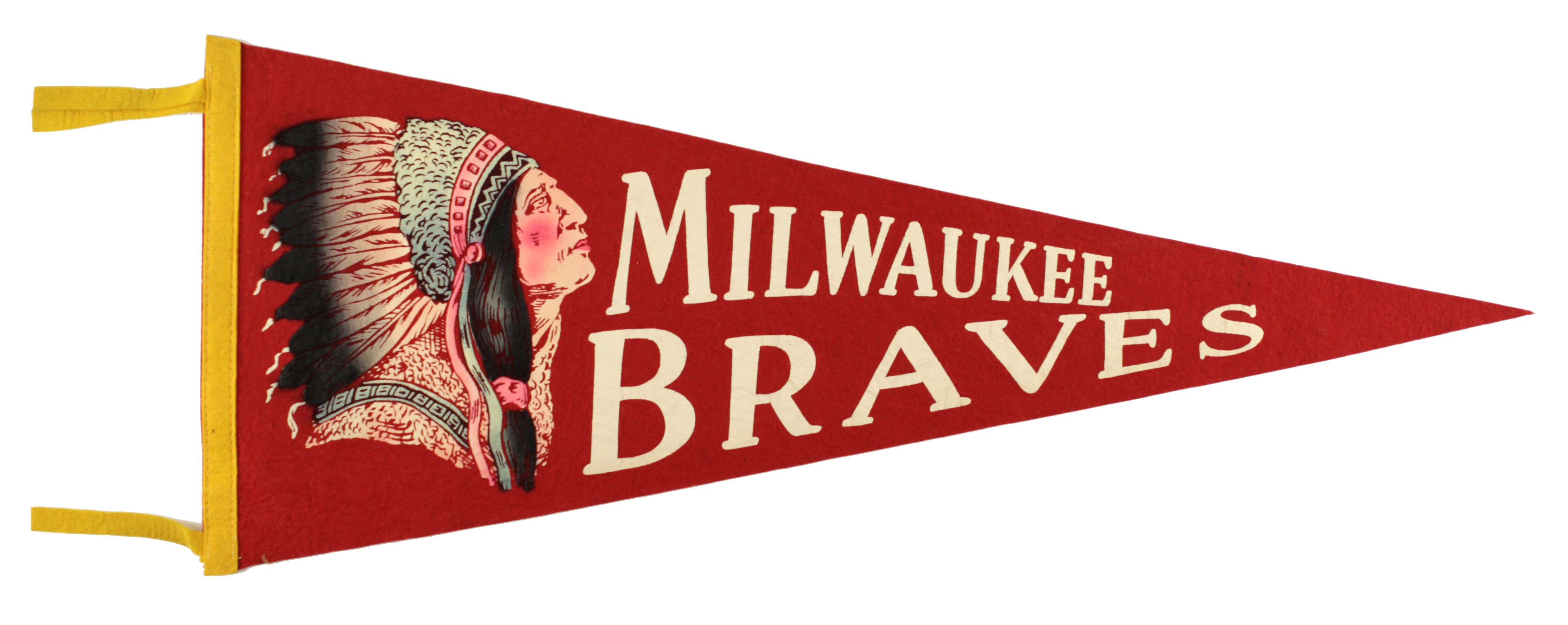 Lot Detail - 1950s Milwaukee Braves Full Size Pennant - Early Style