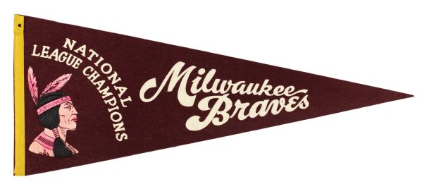 1957-58 Milwaukee Braves National League Champions Full Size Pennant - Rare Style