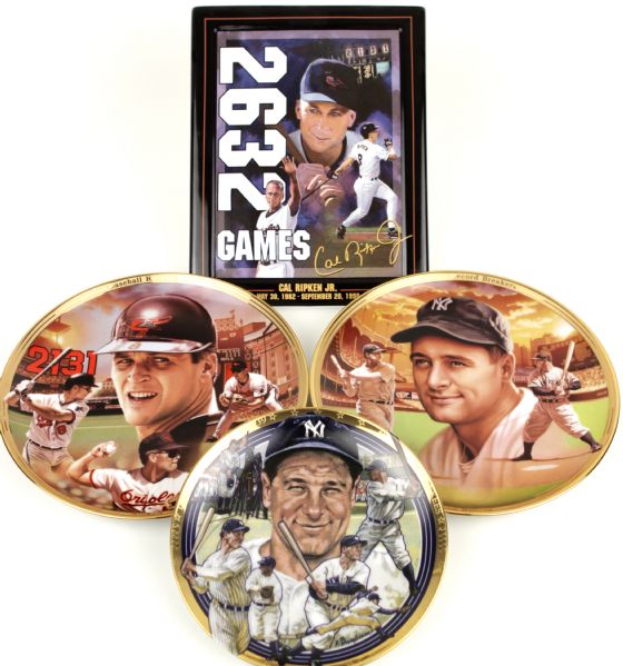 1990s Plate Collection - Lot of 4 With Cal Ripken Baltimore Orioles & Lou Gehrig New York Yankees