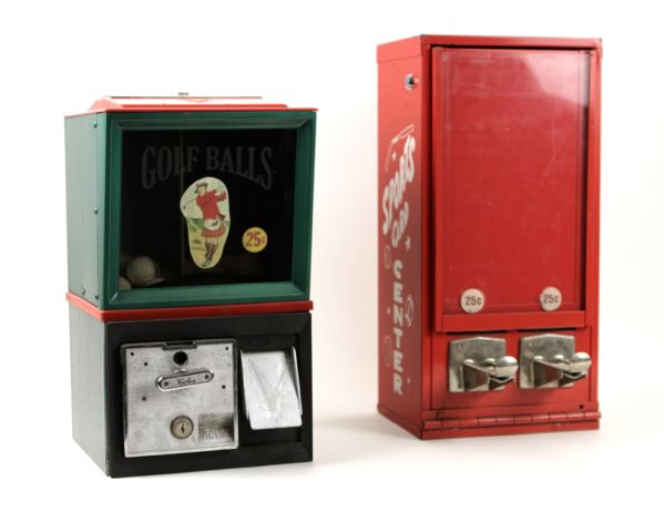 1970s-80s Baseball Card & Golf Ball Vending Machine - Lot of 2 