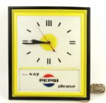 1970s Say Pepsi Please Vintage Backlit Wall Clock