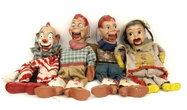 1955-60 Howdy Doody (2) Marionettes Clarabell Clown Princess Summerfall Winterspring - Lot of 4